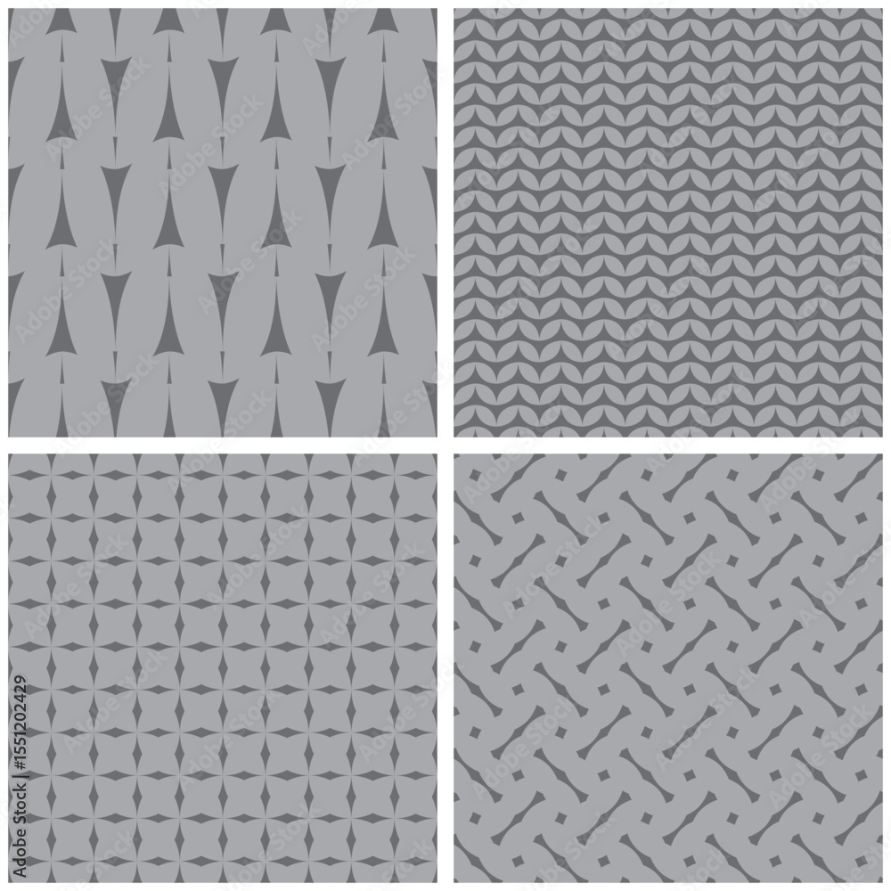 Poster tile vector pattern set with print on grey background