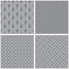 Tile vector pattern set with print on grey background