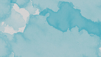 Dreamy aqua watercolor clouds on a white background. Ideal for summery designs and ethereal backgrounds.