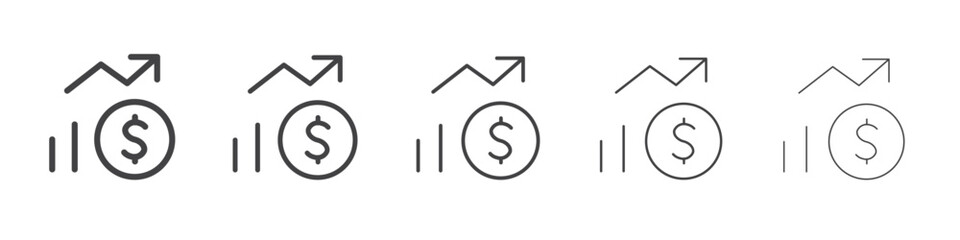 Dollar up icon outline ilustration vector symbol