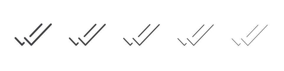 Double tick icon outline ilustration vector symbol