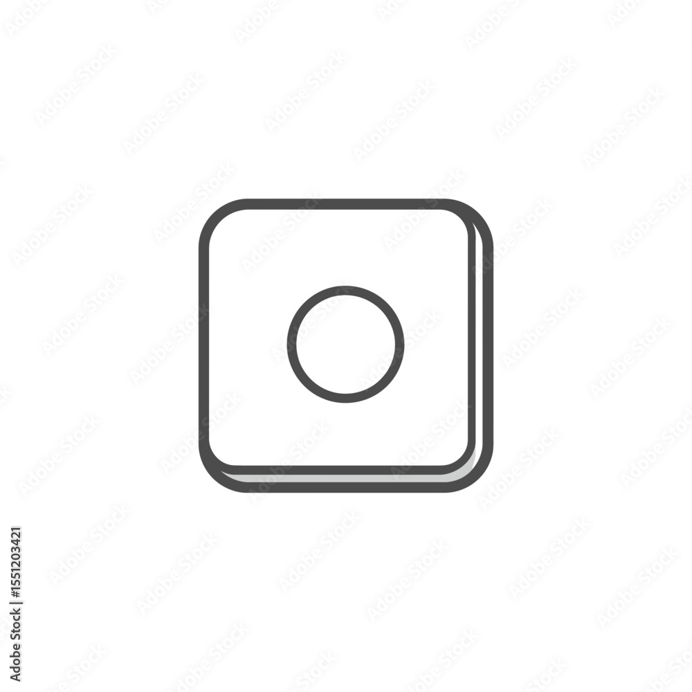 Poster square button shows circle graphic element on white backdrop digital design item