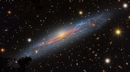 Spiral Galaxy in Deep Space with Stars, Nebulae, and Cosmic Dust, Capturing the Beauty of the Universe at Night