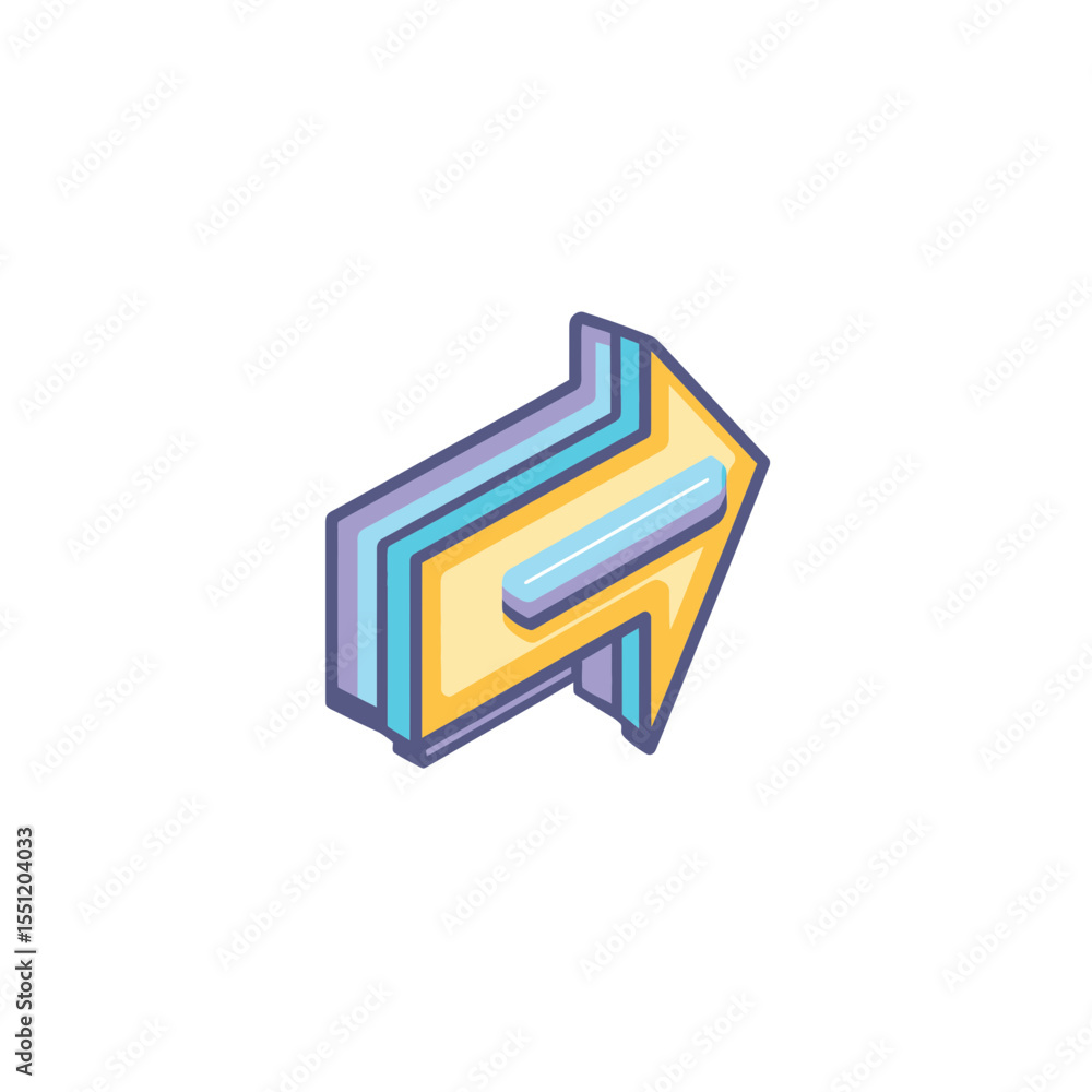 Poster isometric arrow indicates direction in isolated design element graphics vector