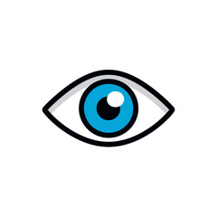 Eye icon shows vision graphic isolated on white background minimal style