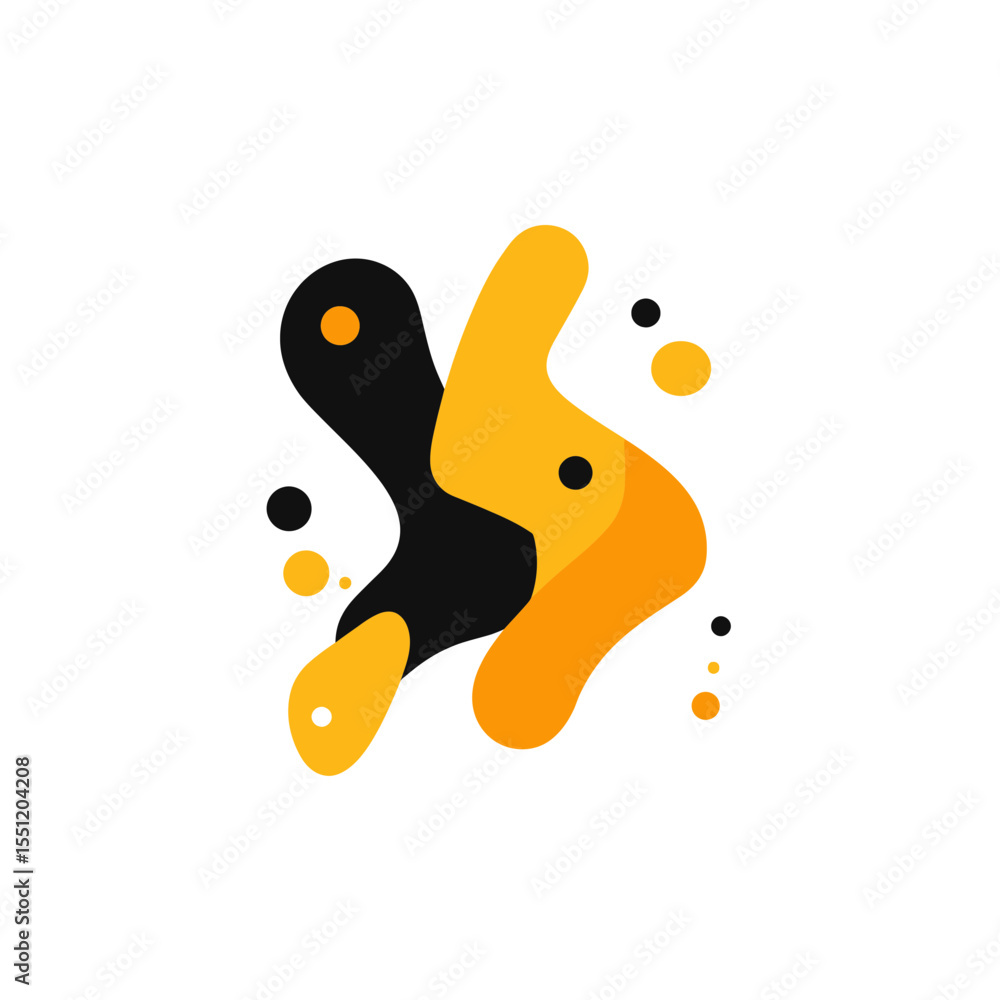 Poster abstract shapes intersect dynamically on clean white background modern design