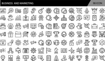 Business  and Marketing Icon Set. A dynamic collection of icons designed to enhance branding, promotions, and customer engagement, perfect for marketing materials and business applications