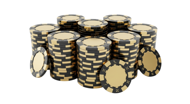Poker chips isolated on transparent background