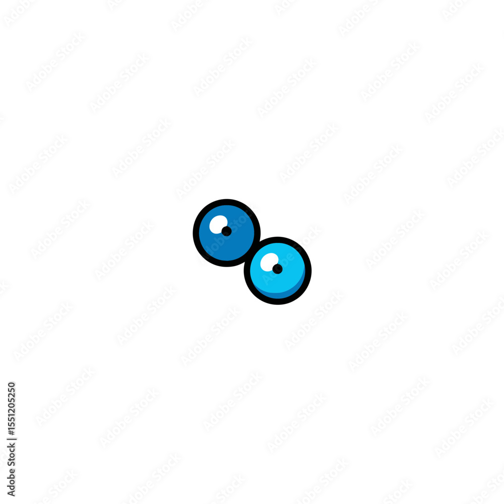 Poster two glossy circles connect on white surface creating icon design simple style