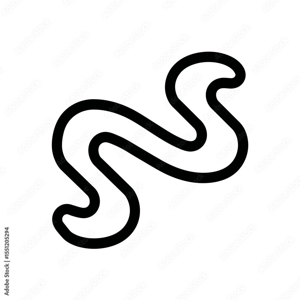 Poster abstract line art traces circuitous path on stark white backdrop design element