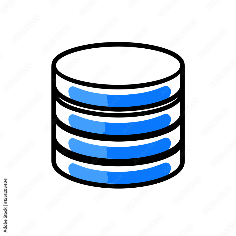 Poster blue database icon stores data information graphically isolated