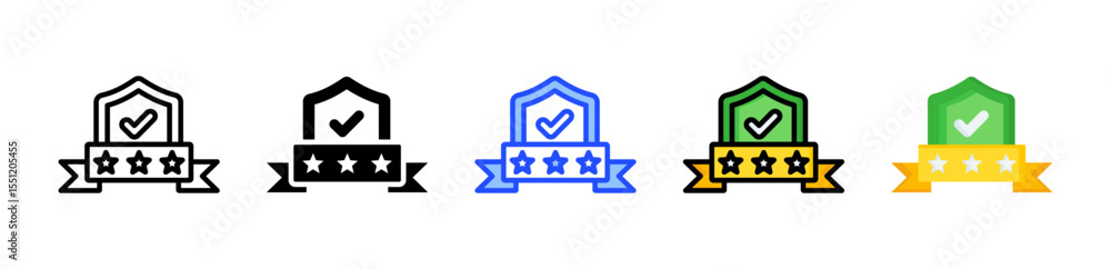 Poster warranty icon collection with multiple styles