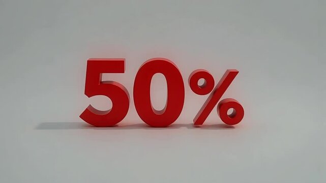 Fifty Percent Off Sale Red 3D Numbers Discount Promotion Retail Marketing Background