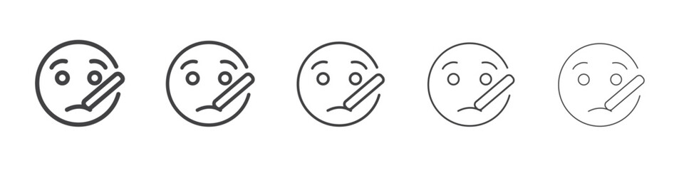 Face with thermometer icon outline ilustration vector symbol