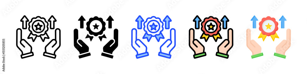 Poster service quality icon collection with multiple styles