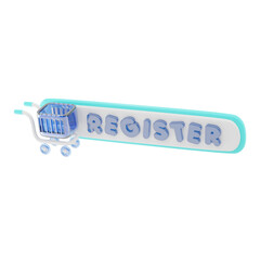 3D Liquid Glass Register Icon with Futuristic Transparent Glossy User Interface Design