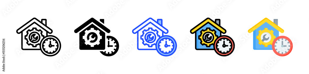 Poster home service icon collection with multiple styles