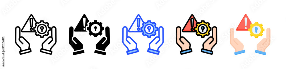 Poster incident management icon collection with multiple styles