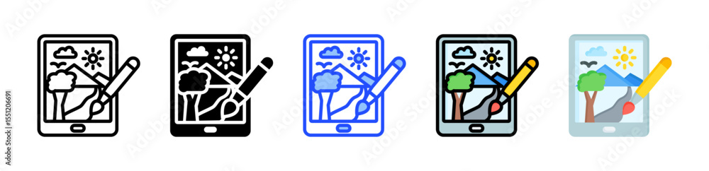 Poster digital art icon collection with multiple styles
