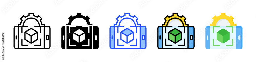 Poster mixed reality icon collection with multiple styles