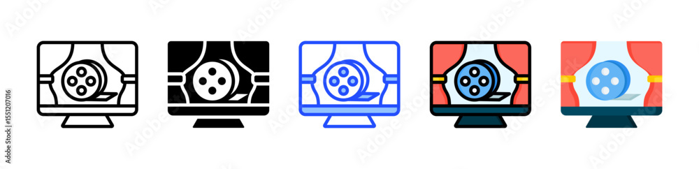 Poster digital entertainment icon collection with multiple styles