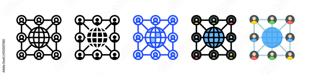 Poster digital community icon collection with multiple styles