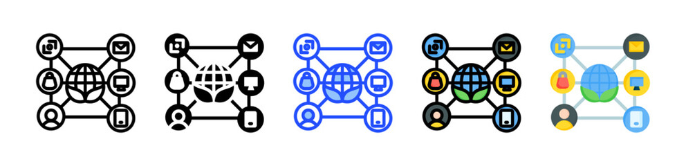 Digital Ecosystem Icon Collection With Multiple Styles