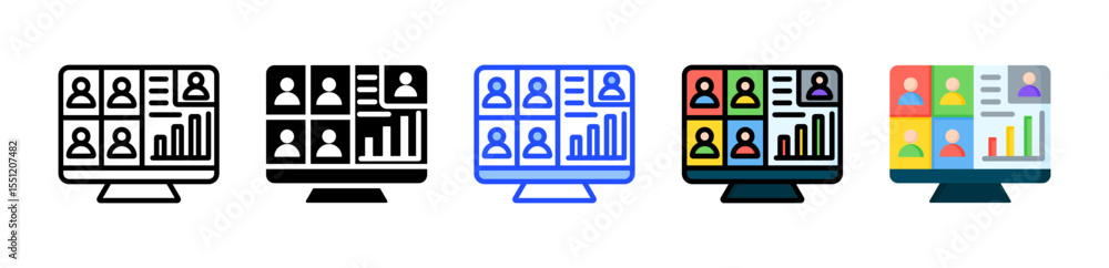 Aufkleber virtual classroom icon collection with multiple styles