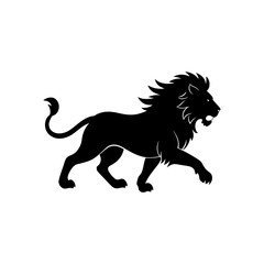running african lion silhouette vector illustration 