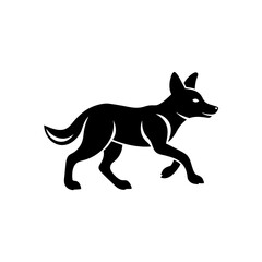 running african wild dog pup silhouette vector 