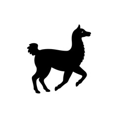 running alpaca silhouette vector illustration 
