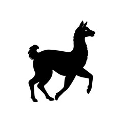 running alpaca silhouette vector illustration 