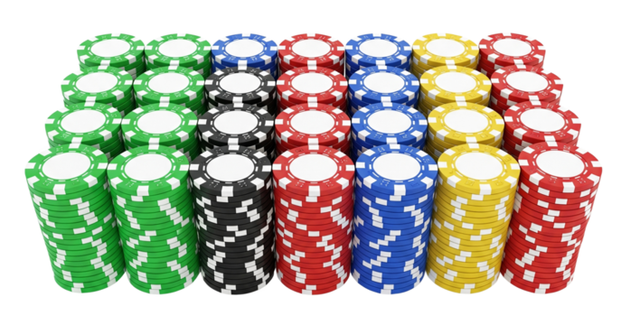 Poker chips isolated on transparent background