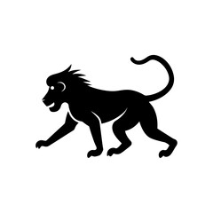 running baboon silhouette vector illustration 