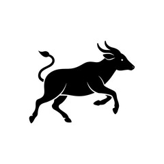 Obraz premium running banteng silhouette vector illustration 