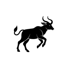 Fototapeta premium running banteng silhouette vector illustration 