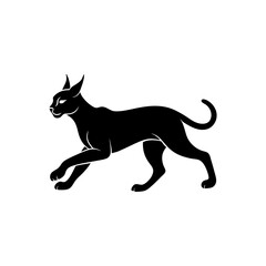 running caracal silhouette vector illustration 