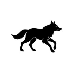 running carpathian wolf silhouette vector 