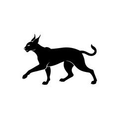 running caracal silhouette vector illustration 
