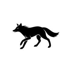 running coywolf silhouette vector illustration 