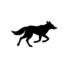 running coywolf silhouette vector illustration 