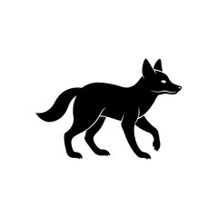 running dhole pup silhouette vector illustration