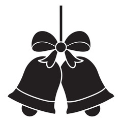 Christmas Bell Silhouette Vector, Bell icon – Holiday Bells with Bow Illustration on White Background