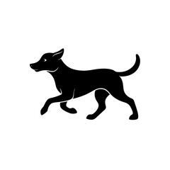 running domestic dog puppy silhouette on white 