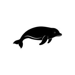 running dugong silhouette vector illustration 
