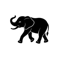 running elephant silhouette vector illustration 