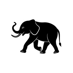 running elephant silhouette vector illustration 