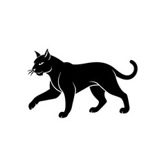 running eurasian lynx silhouette vector 
