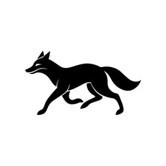 running fox silhouette vector illustration 