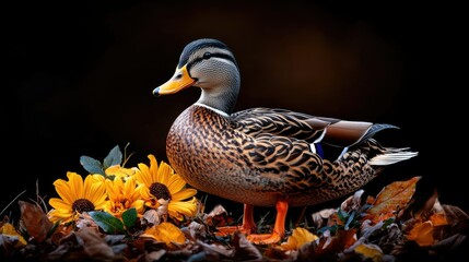 Majestic Mallard Duck Amidst Autumn's Embrace